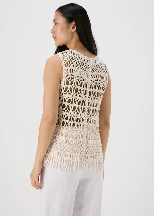 Cream Fringe Hem Waistcoat - S Image 2