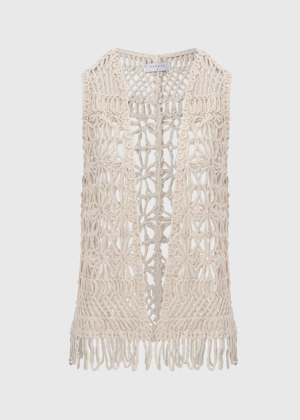 Cream Fringe Hem Waistcoat - S Image 5