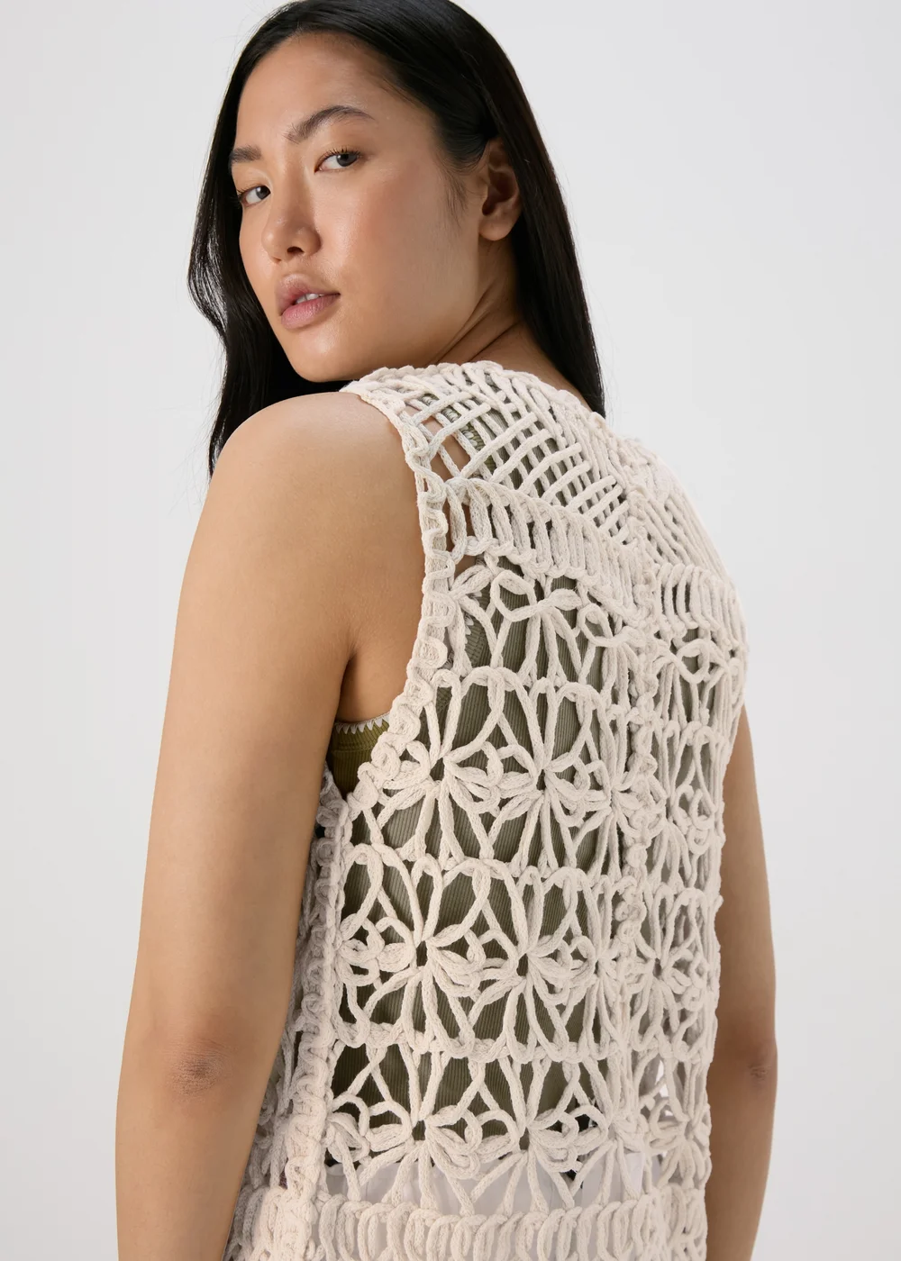 Cream Fringe Hem Waistcoat - S Image 3