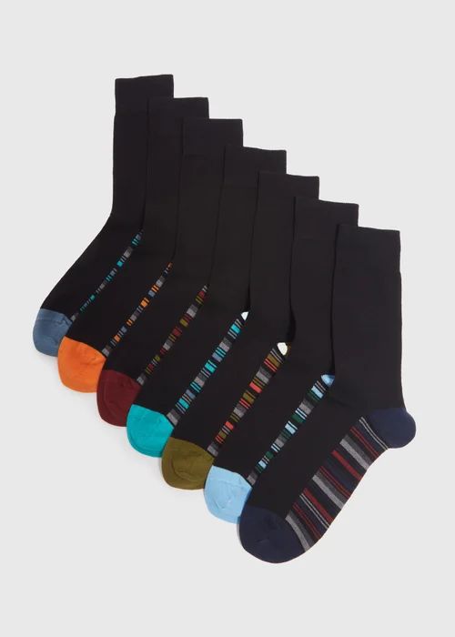 7 Pack Stripe Socks - 6-8.5 Image 1