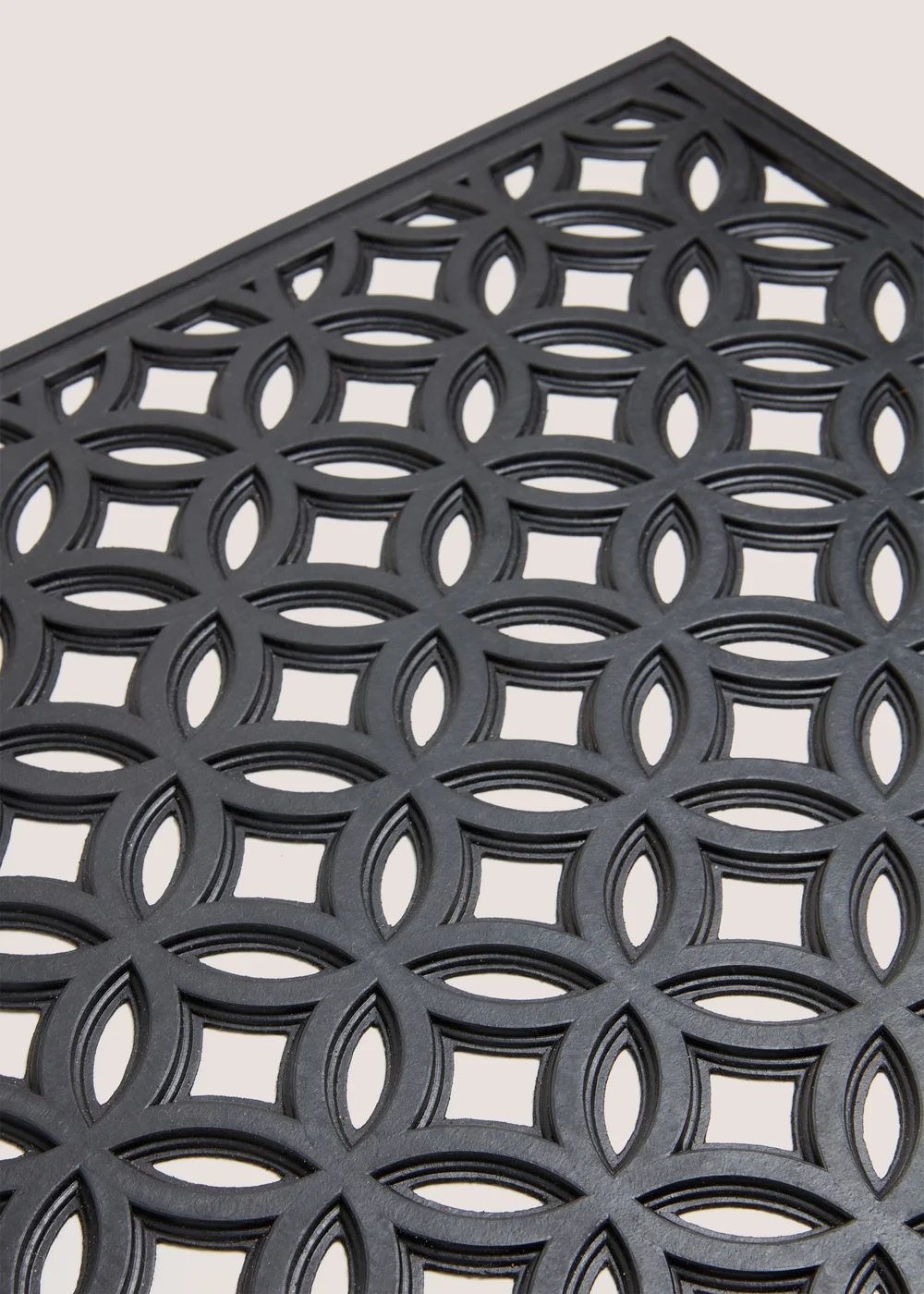 Black Geo Design Rubber Doormat (59cm x 39cm) Image 2