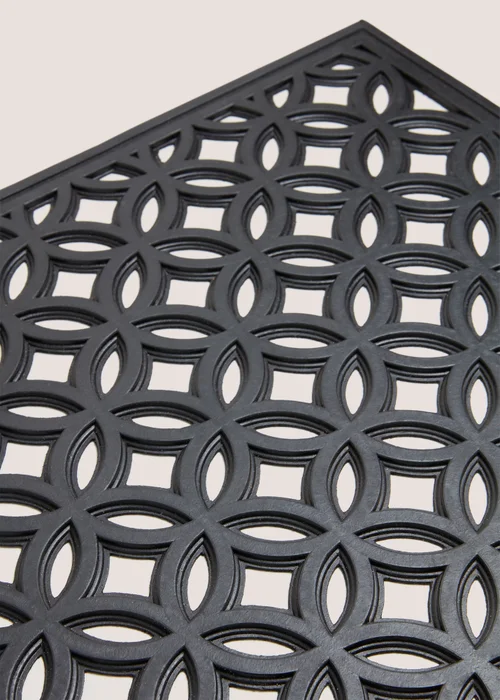 Black Geo Design Rubber Doormat (59cm x 39cm) Image 2