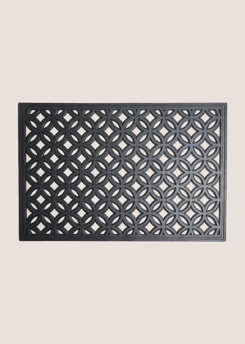 Black Geo Design Rubber Doormat (59cm x 39cm) Image 1