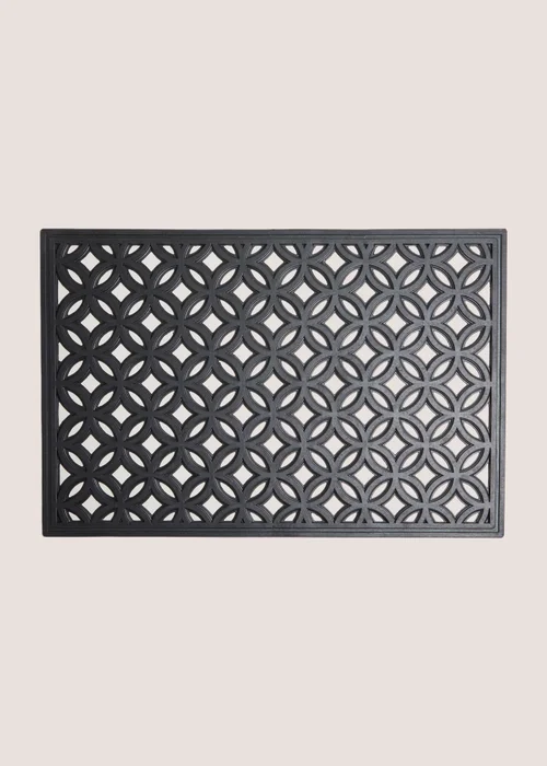 Black Geo Design Rubber Doormat (59cm x 39cm) Image 1