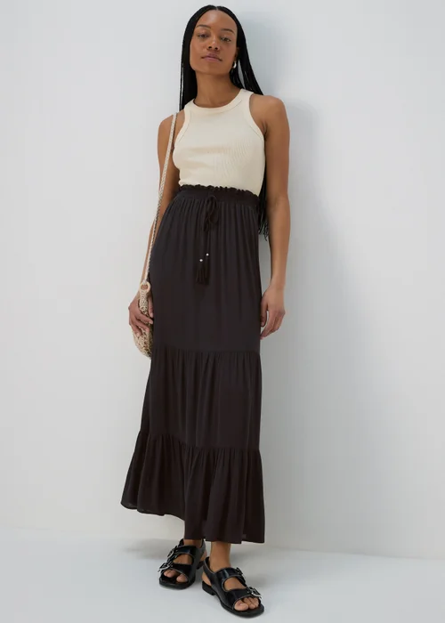 Black Crinkle Viscose Skirt - 8 Image 4