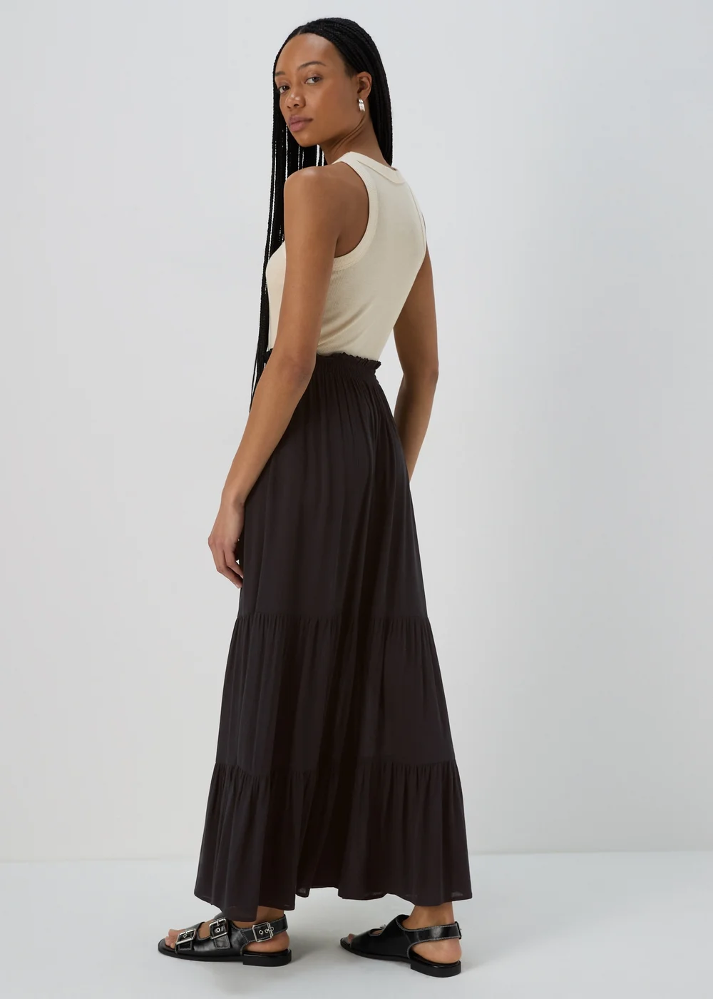 Black Crinkle Viscose Skirt - 8 Image 2