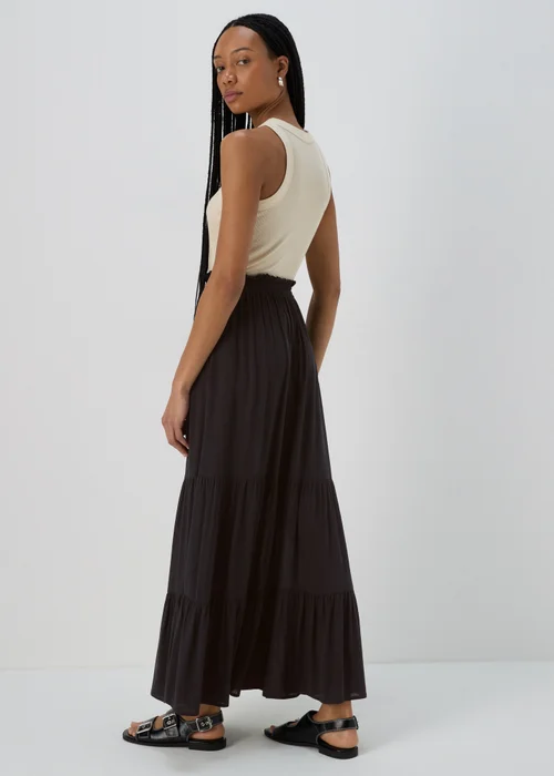 Black Crinkle Viscose Skirt - 8 Image 2
