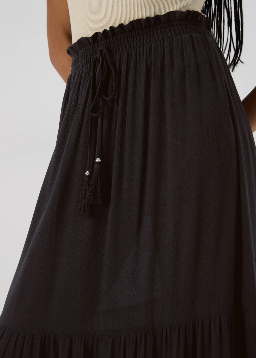 Black Crinkle Viscose Skirt - 8 Image 3