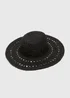 Black Macrame Floppy Hat - One Size Image 1