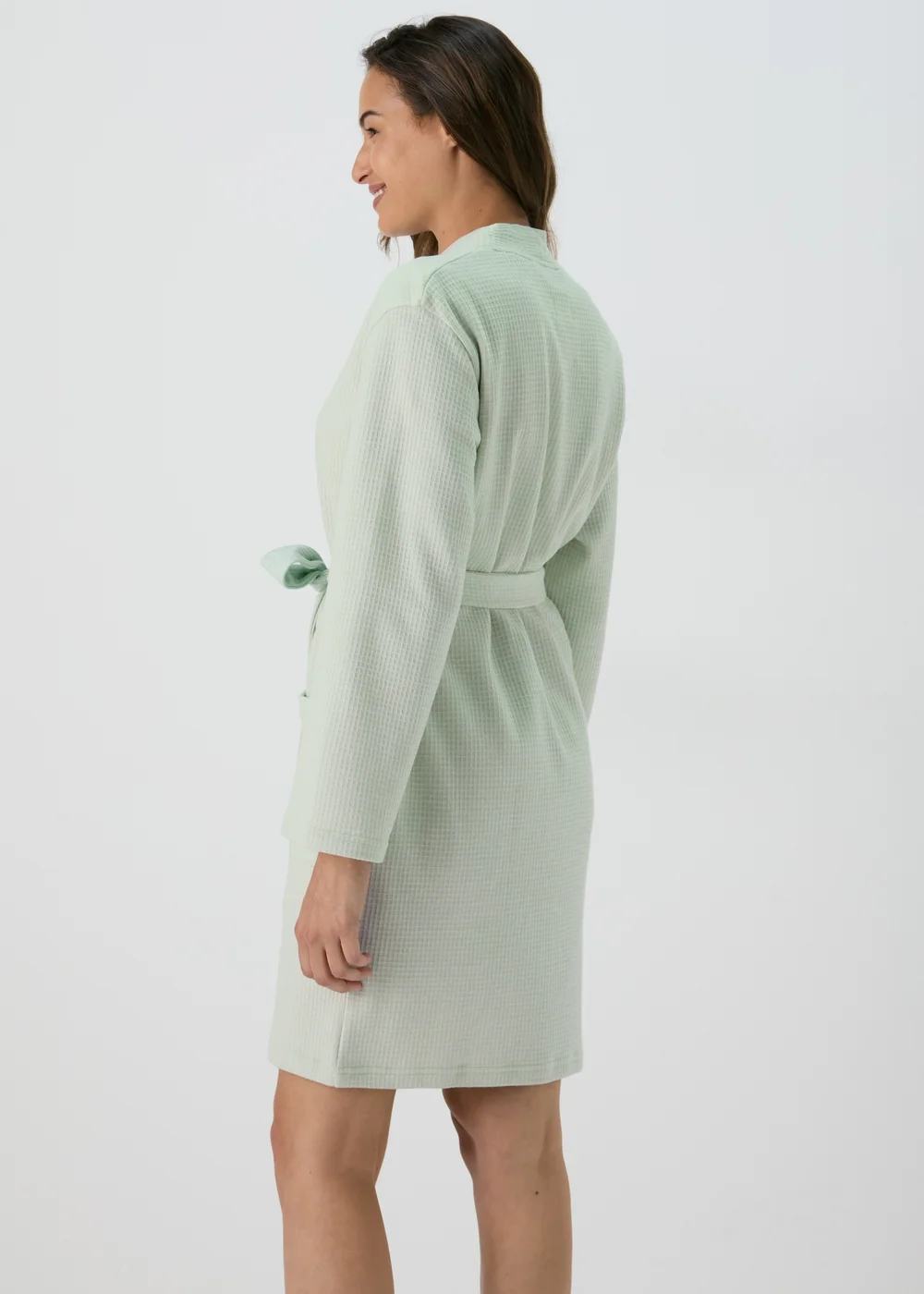 Sage Waffle Dressing Gown - Small Image 2