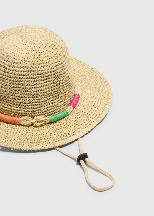 Natural Rope Trim Trilby Hat - One Size Image 2