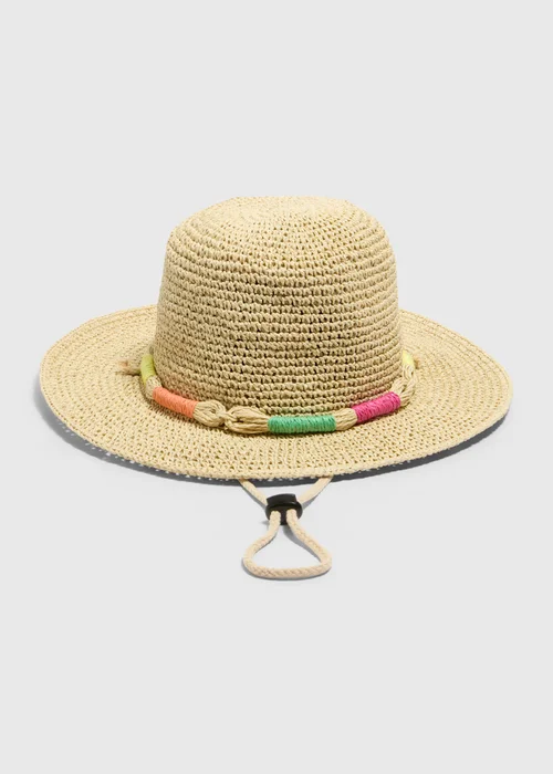 Natural Rope Trim Trilby Hat - One Size Image 1