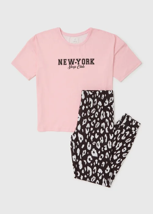 Pink New York Night Pyjama Set - Small Image 4