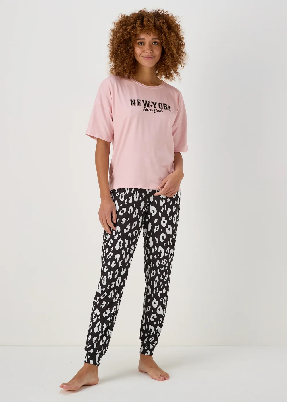 Pink New York Night Pyjama Set - Small Image 1