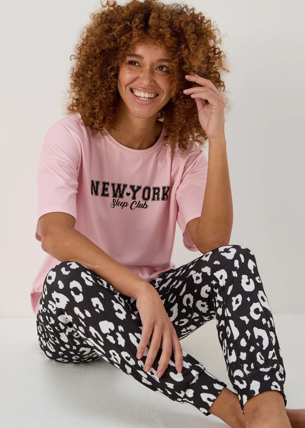 Pink New York Night Pyjama Set - Small Image 3