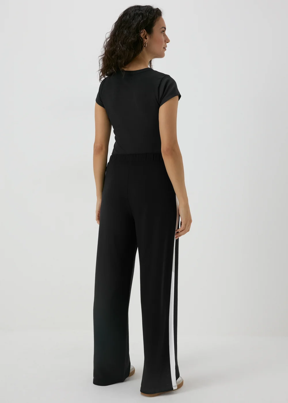 Black Side Stripe Wide Leg Trousers - 8 Image 2