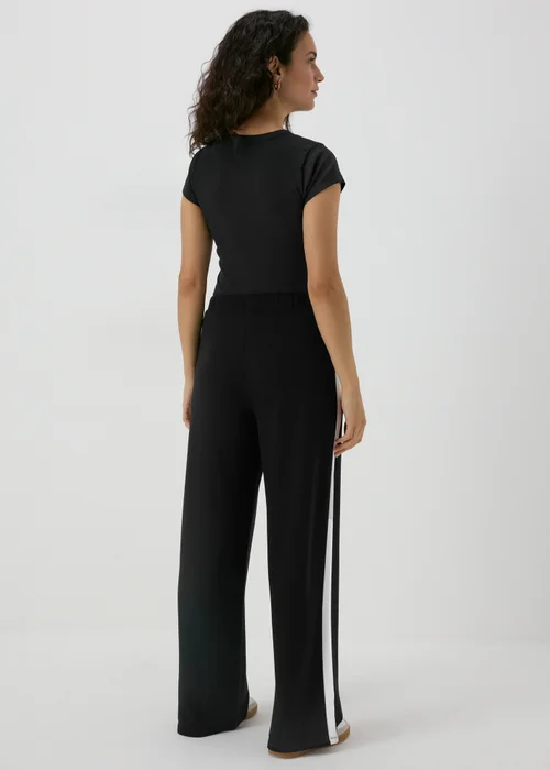 Black Side Stripe Wide Leg Trousers - 8 Image 2