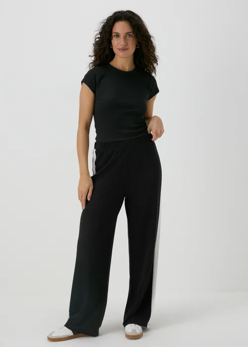 Black Side Stripe Wide Leg Trousers - 8 Image 1