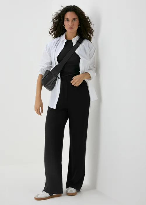 Black Side Stripe Wide Leg Trousers - 8 Image 4