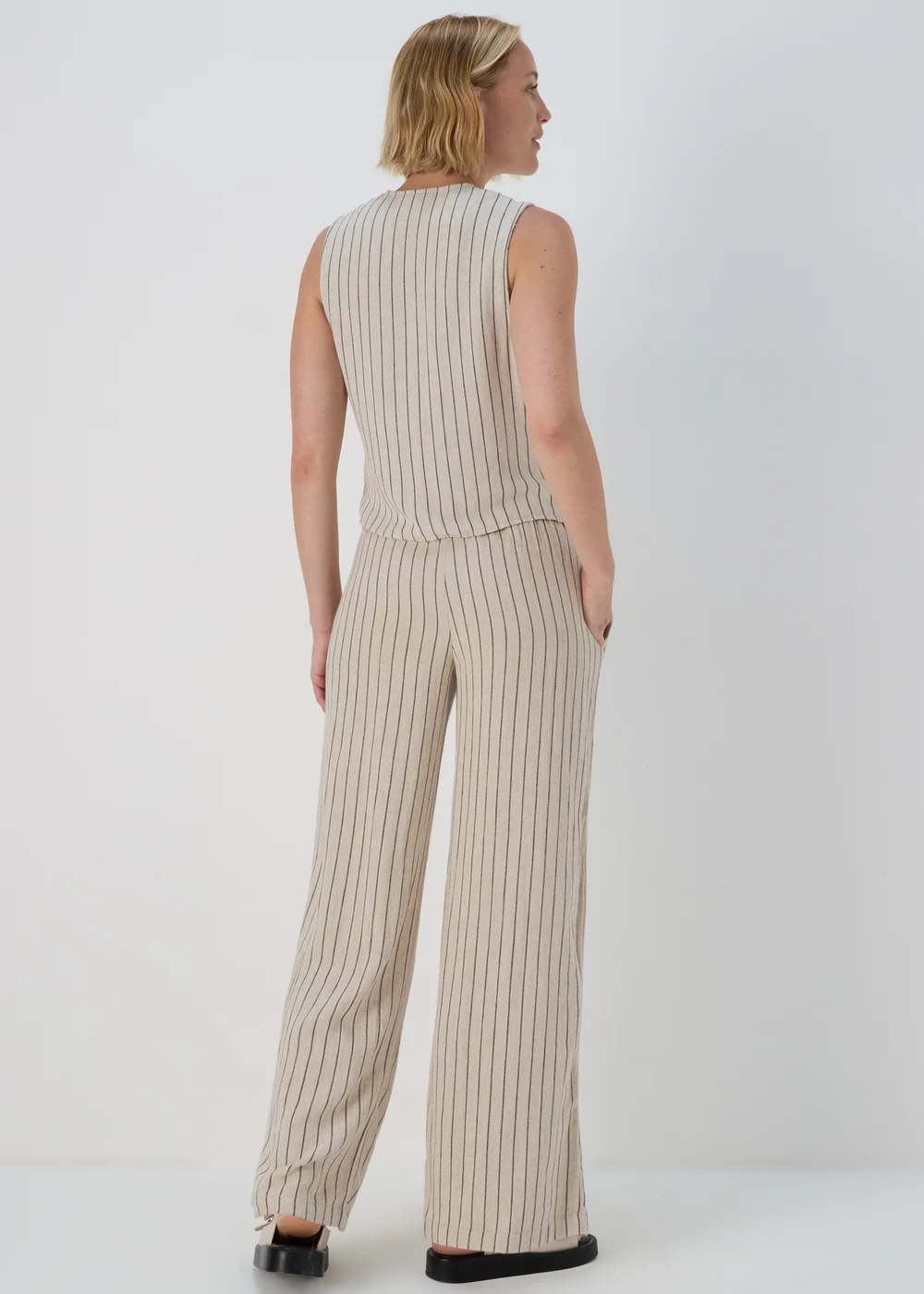 Stone Stripe Wide Leg Trousers - 8 Image 2