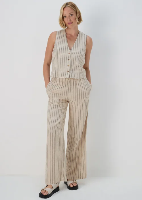 Stone Stripe Wide Leg Trousers - 8 Image 1
