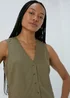 Khaki Solid Button Vest - Size 8 Image 3