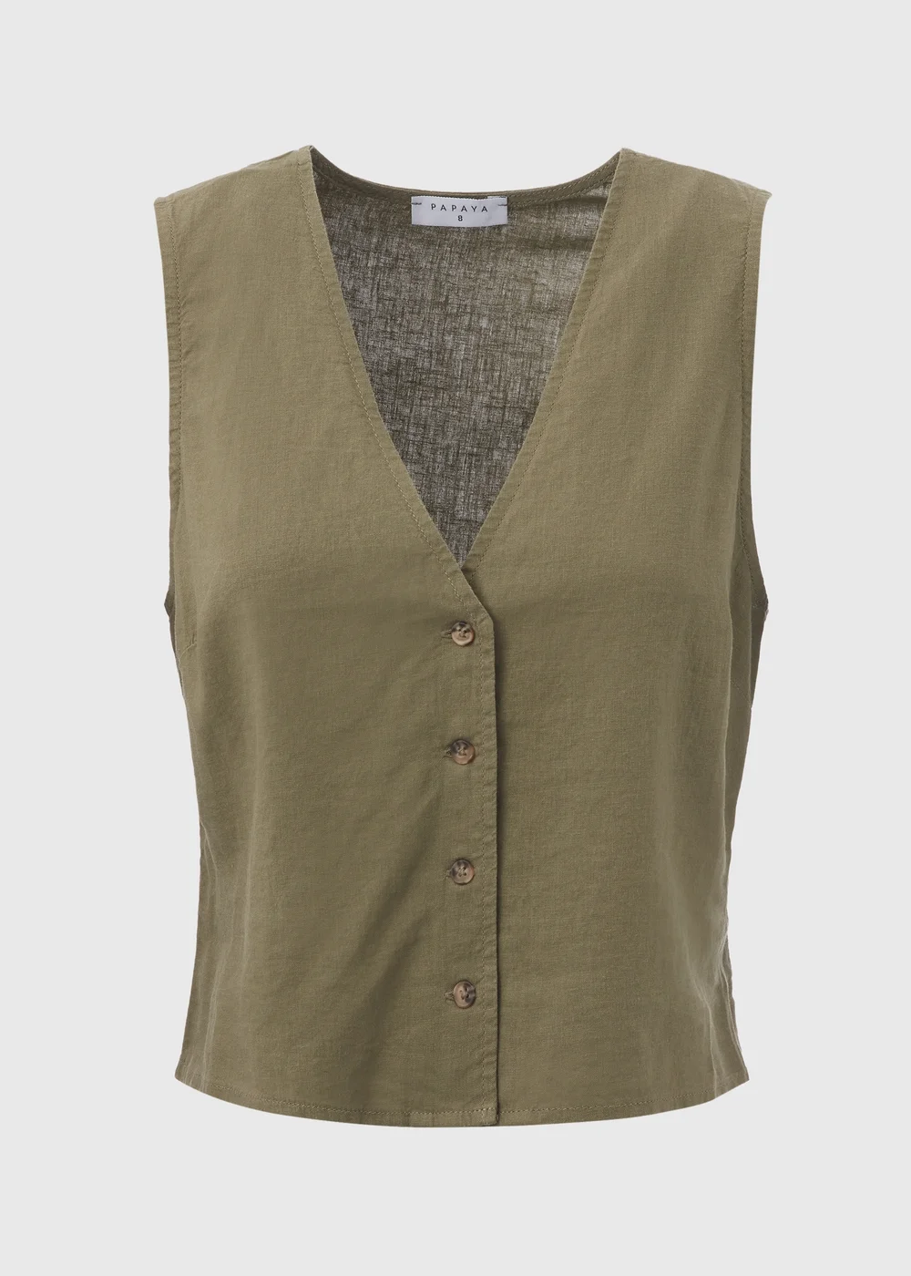 Khaki Solid Button Vest - Size 8 Image 5