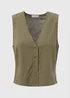 Khaki Solid Button Vest - Size 8 Image 5