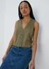 Khaki Solid Button Vest - Size 8 Image 1
