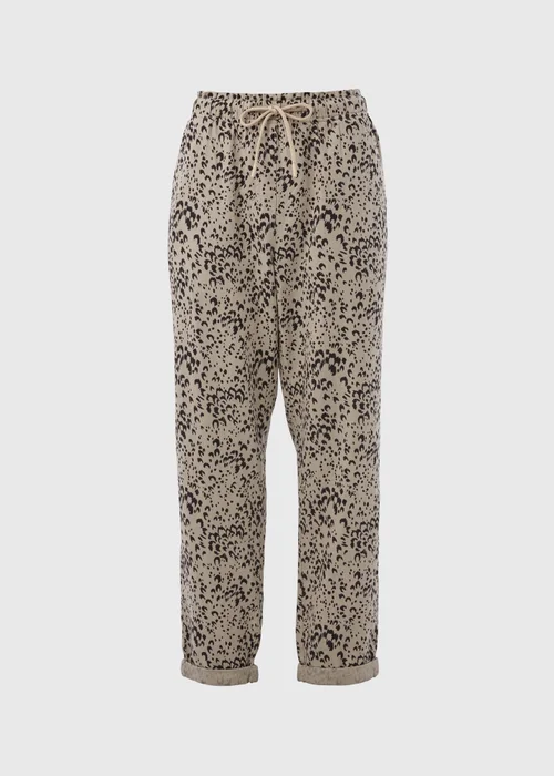 Animal Print Linen Tapered Trousers - 8 Image 5