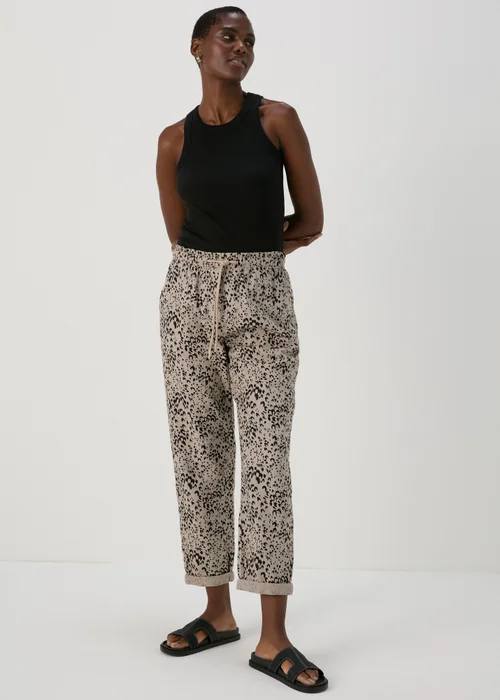 Animal Print Linen Tapered Trousers - 8 Image 1