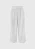 White Linen Wide Leg Crop Trousers - Size 8 Image 5