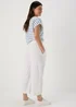 White Linen Wide Leg Crop Trousers - Size 8 Image 2