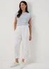 White Linen Wide Leg Crop Trousers - Size 8 Image 4