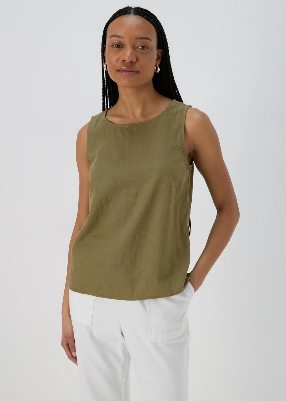 Khaki Plain Vest - 8 Image 1