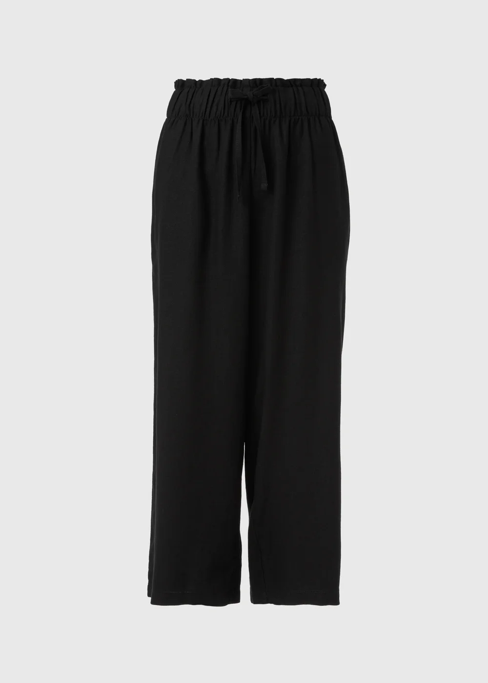 Black Linen Wide Leg Crop Trousers - 8 Image 5