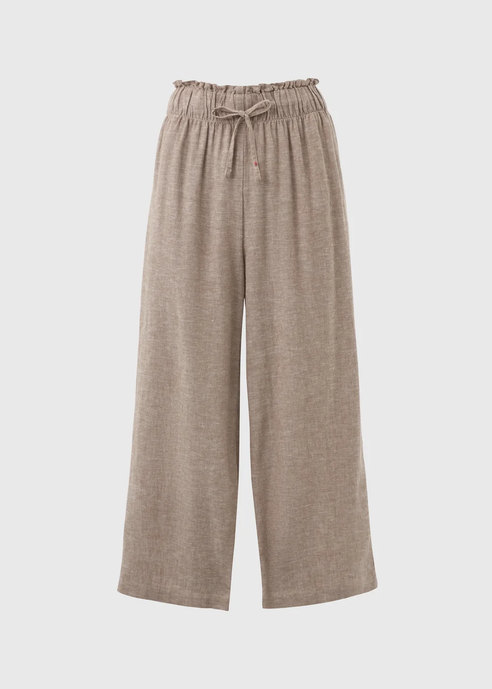 Stone Wide Leg Linen Crop Trousers - 8 Image 5
