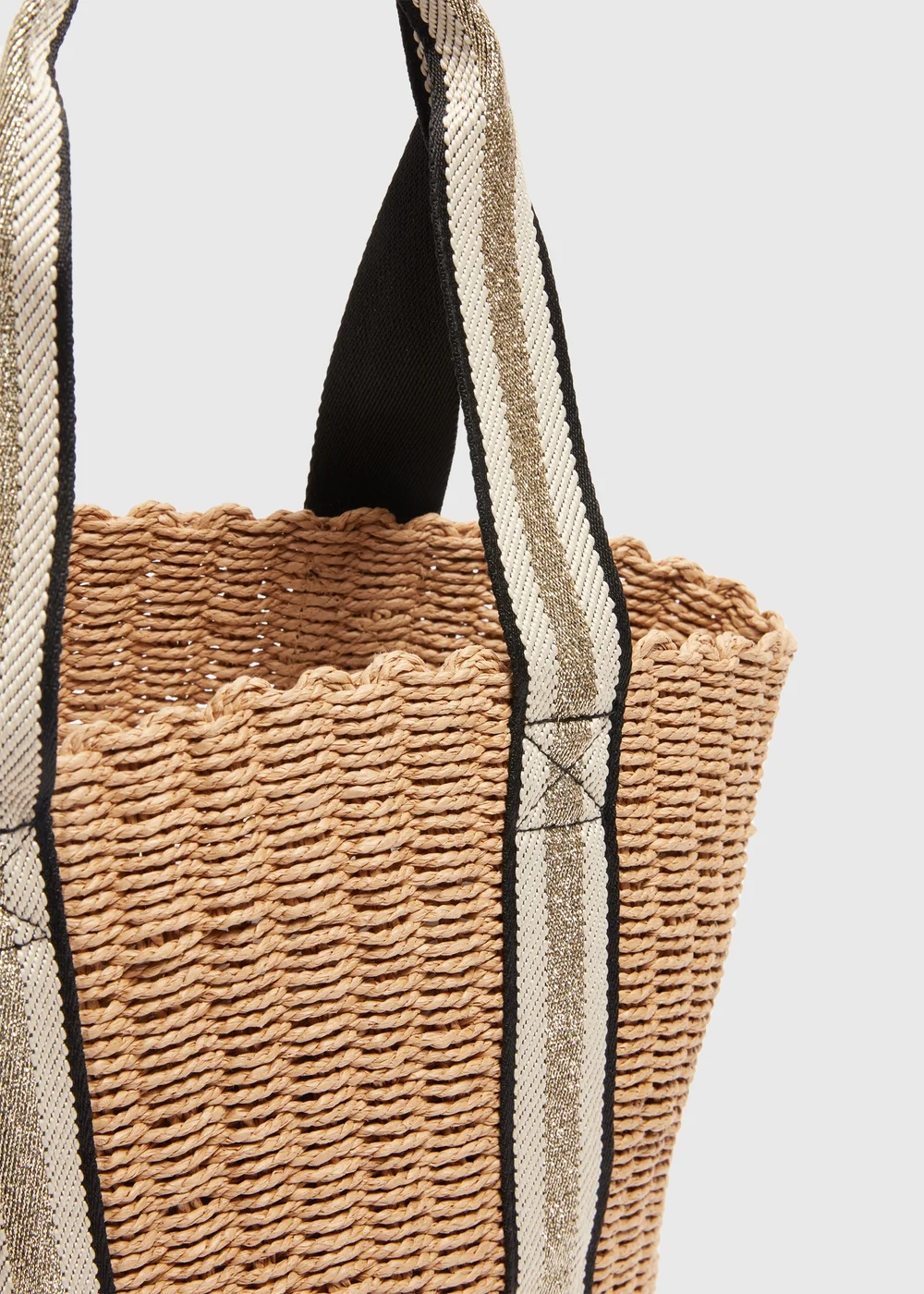 Natural Gold Trim Webbing Basket - One Size Image 2