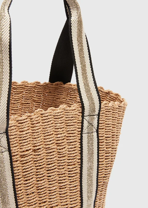 Natural Gold Trim Webbing Basket - One Size Image 2