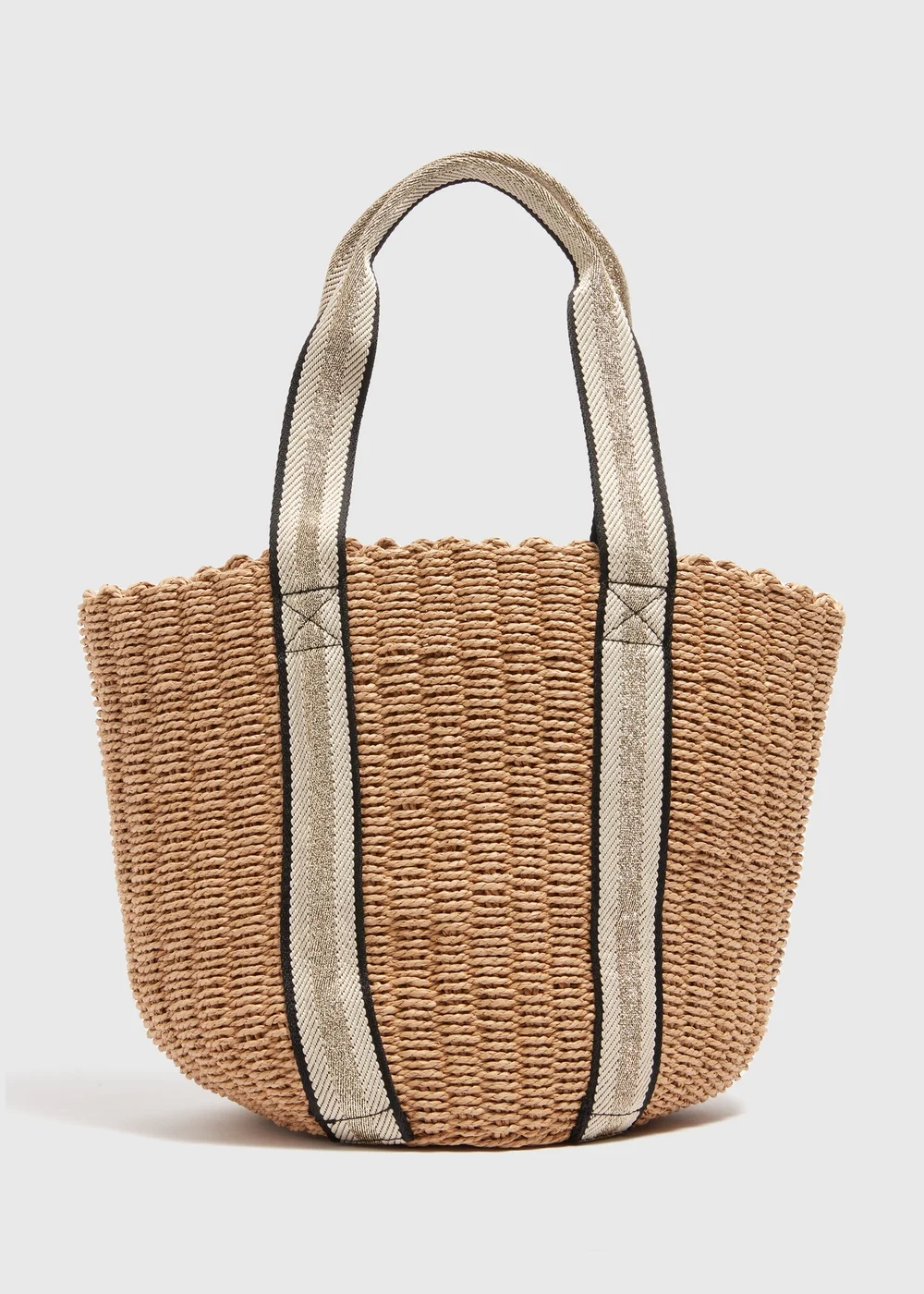 Natural Gold Trim Webbing Basket - One Size Image 1