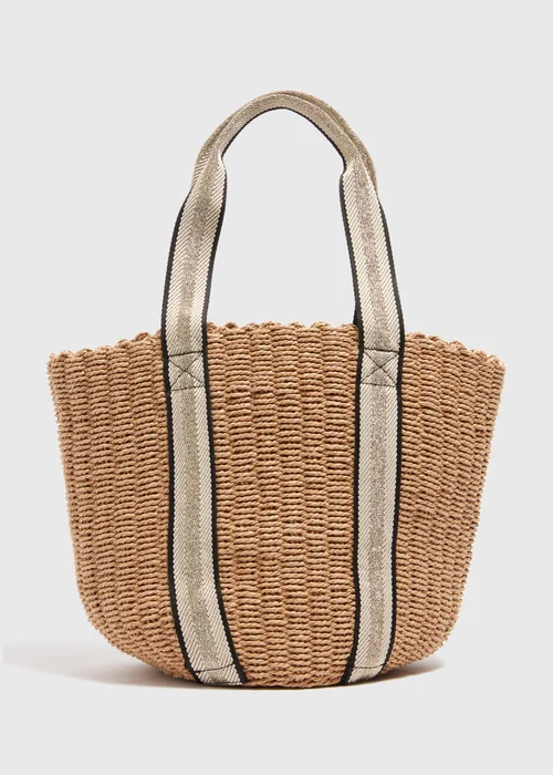 Natural Gold Trim Webbing Basket - One Size Image 1