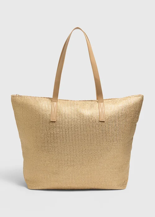 Gold Straw Bag - One Size Image 1