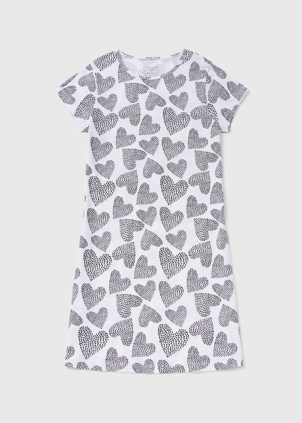 Black Mono Heart Print Nightie - Extra small Image 4