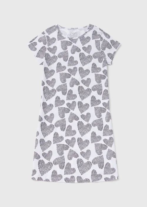 Black Mono Heart Print Nightie - Extra small Image 4