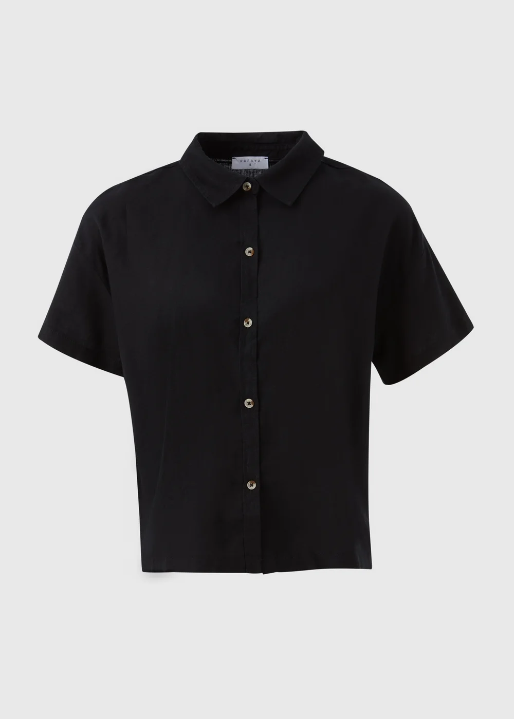 Black Linen Short Box Shirt - Size 8 Image 5