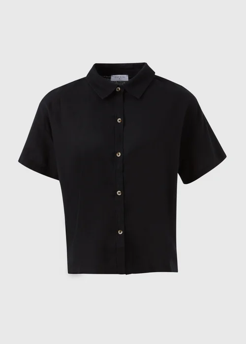 Black Linen Short Box Shirt - Size 8 Image 5