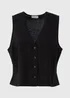 Black Solid Linen Button Vest - Size 8 Image 5