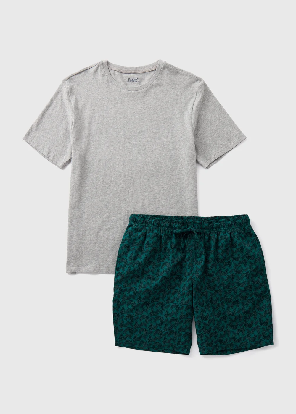 Grey Leaf Design Pyjama Short Set - Extra small Image 4