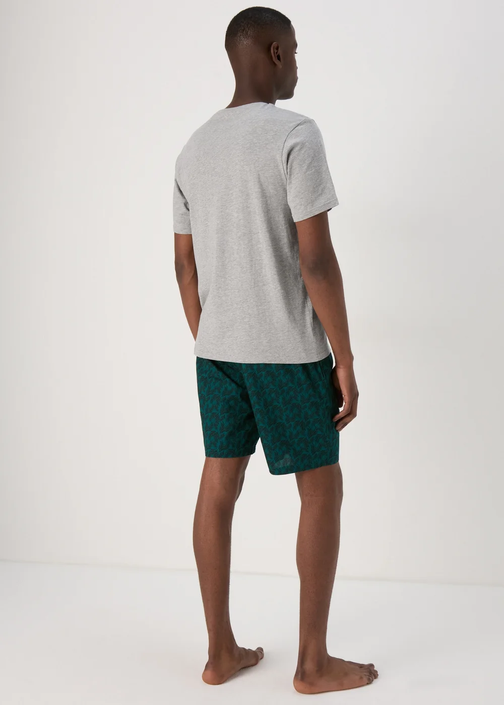 Grey Leaf Design Pyjama Short Set - Extra small Image 2