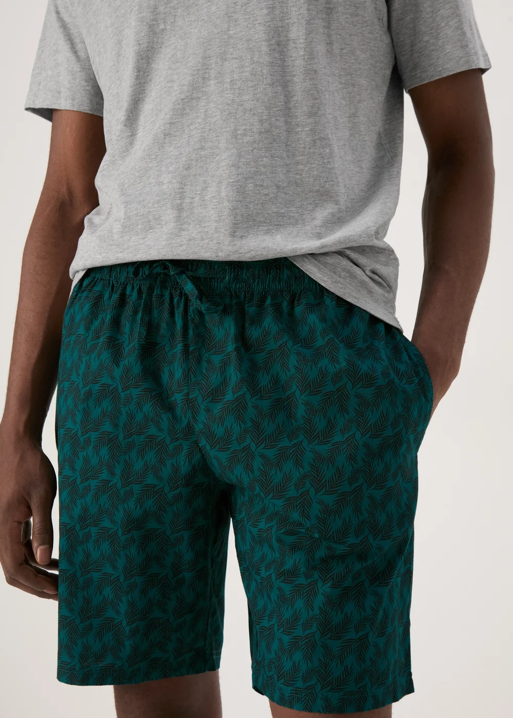 Grey Leaf Design Pyjama Short Set - Extra small Image 3